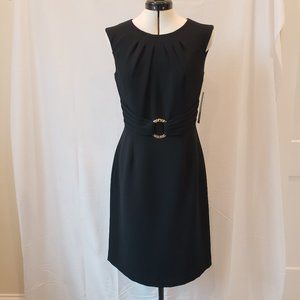 Tahari Arthur S. Levine Juliana Black Dress with Gold Accent Detail Holiday